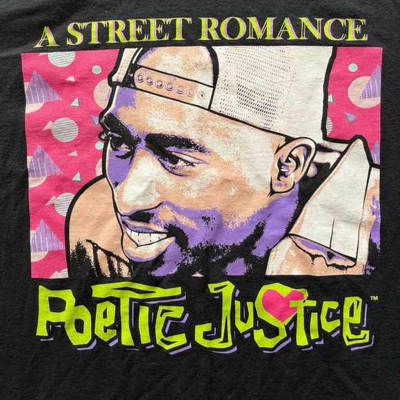 Tupac Poetic Justice black short sleeve graphic tshirt Men's Medium - Picture 2 of 5